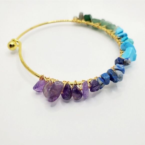 Hand Crafted Natural Chip Bangle Bracelet - Picture 4 of 10